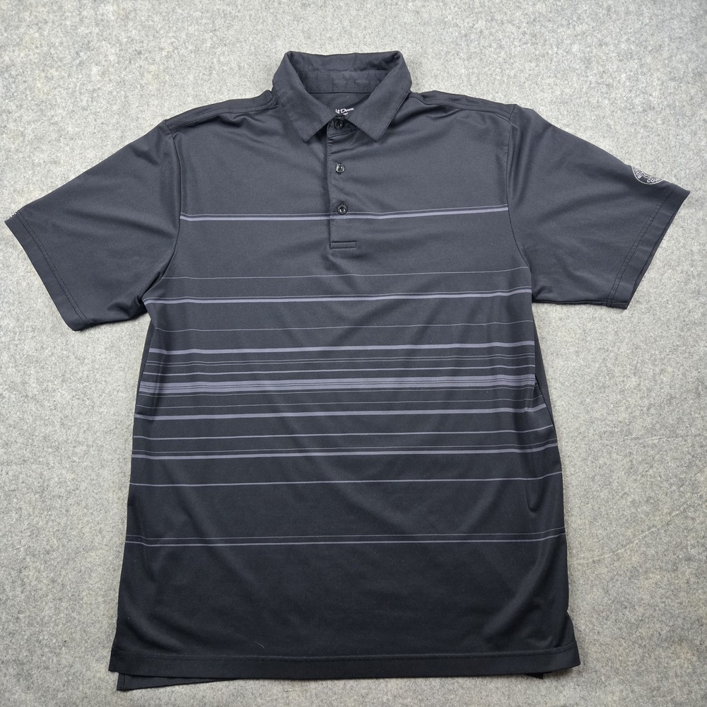 Straight Down Polo Shirt Mens Large Black Striped Golf Performance‎ Collared